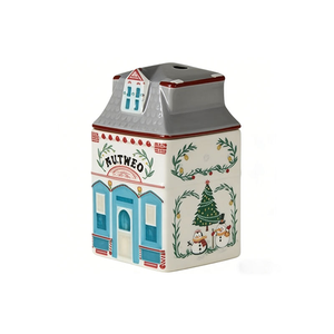 Pot à épices moderne en céramique en forme de village avec couvercle, peint à la main, décoration créative pour la maison et les fêtes, ensemble d'ornements en forme de maison - Product Image 5