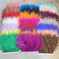 10 mètres plumes d'autruche sur ruban 10-15CM garniture de plumes Boa vêtements robe couture Costume blanc frange jupe décor accessoires