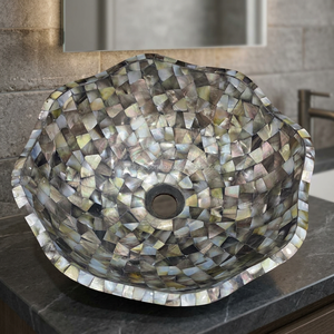 Lavabo de Cerámica Impermeable Hecho a Mano Estilo Real con Nácar, Duradero y Ecológico, Precio de Fábrica al por Mayor para Decoración del Hogar - Product Image 1