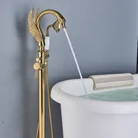 Robinet de baignoire en laiton noir mat de luxe à poignée unique avec contrôle thermostatique, robinet de douche sur pied