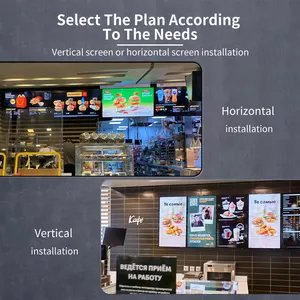 Placa de menu digital, fabricante de alimentos rápidos para uso comercial, pendurado em 32 polegadas, touch kiosk, android 7.1
