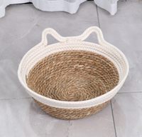 Fournitures pour animaux de compagnie : Lit pour chat en roseau tressé toutes saisons, Maison pour chien et chat, Respirant, Imperméable, Écologique, Portable, Utilisation intérieure et extérieure, Boîte à mémoire de forme