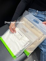 Sac d'emballage transparent givré épaissi avec logo personnalisé, sac à fermeture éclair haut de gamme pour vêtements, t-shirts, sac auto-scellant souple