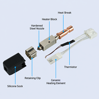 Kit Hotend à Démontage Rapide pour Imprimante 3D, en Laiton, Buse en Acier Trempé, Bloc Chauffant Céramique 320°C, Pré-assemblé, Compatible Anycubic - Vente en Gros