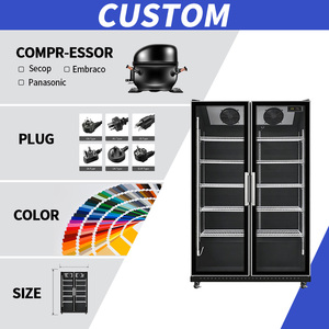 Supermarket Upright Coolers Chiller Refrigeration Equipment Cabinet Stand Double Beverage Cooler Refrigerator for Drinks - Product Image 4