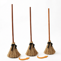 Balai Magique d'Halloween Youlun à Long Manche, Balai de Sorcière Flottant avec Ruban Noir, Activé par le Son, Piles AA, Décoration d'Halloween