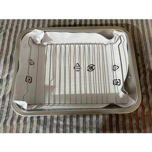 Plateau de cuisson de cuisine rectangulaire Support d'égouttage pour huile d'assaisonnement Rôtissoire en acier inoxydable pour gril 18-10 avec poignée de levage - Product Image 4