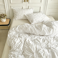 Housse de couette et taies d'oreiller en polyester couleur unie, taille Queen et Super King, ensemble de literie 3 pièces pour la maison