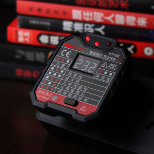 Измерительный тестер напряжения BONAJAY HT106B для штепсельной вилки США GFCI 5mA, тестер розетки, черный + красный пластик, гарантия 1 год - Product Image 3