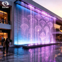Fuente de Agua Digital Programable Water Crown, Cortina de Agua de Acero Inoxidable 304 con LED RGB, Diseño Moderno Ecológico para Interiores/Exteriores