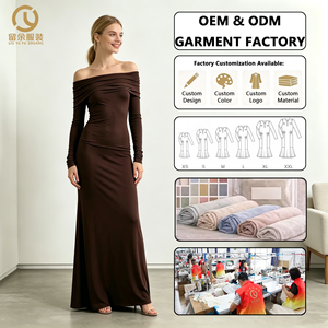 Servizio OEM ODM Personalizzato: Abito da Sera Lungo Senza Spalline e Senza Schienale a <span class=keywords><strong>Maniche</strong></span> <span class=keywords><strong>Lunghe</strong></span>, Stile Bodycon, per Donna Matura, Estivo - Product Image 1