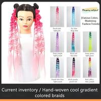 Queue de cheval tressée bicolore violette de 24 pouces, extension de cheveux en fibre haute température avec bande élastique, tresse torsadée, couleur personnalisée