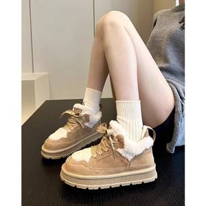 נעל קטיפה עליון חתוך נמוך תחרה חתוך נוח סתיו/חורף בסגנון חדש מגפי שלג בסגנון חדש - Product Image 1