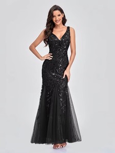 Robe de Soirée Formelle Femme Scène Défilé Sans Manches Broderies Perles Col V Élégante <span class=keywords><strong>Jupe</strong></span> Sirène - Product Image 6