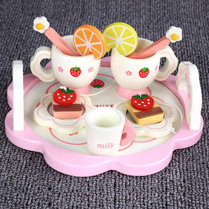 Juego de té de la tarde de fresa blanca para Educación Temprana, <span class=keywords><strong>casa</strong></span> de juegos artificial para niños y cocina, juguetes de madera para niñas pequeñas - Product Image 1