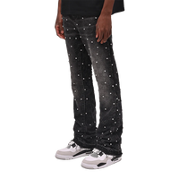 Jean évasé empilé pour homme, noir dégradé, entièrement orné de strass, pantalon en denim de luxe, streetwear, vente en gros OEM ODM