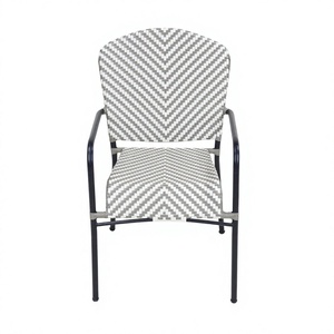 Chaise de jardin d'extérieur en promotion avec motif chevron, tissage en polyester et structure en acier pour une utilisation durable sur surfaces dures - Product Image 1