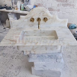 Lavabo flotante para tocador y armario de cocina para uso en lavado de Hotel Calacatta Viola Mármol Grifo de un solo orificio Fregadero de lavabo - Product Image 5