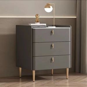 Luxury Modern Design Bedroom Furniture Bed <strong>Sidetable</strong> Tall White Night Stand with 3 <strong>Drawers</strong> for Hotel Apartment Villa Nightstand - Product Image 2