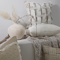 Housse de coussin décorative de luxe noire et blanche tissée texturée avec passepoil en coton et lin, moderne, pour canapé, lit et décoration intérieure