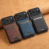 Dompet Kulit Mewah untuk iPhone 17, Flip Stand, Tempat Kartu, dan Kantong untuk iPhone 17 Air 16 Pro Max
