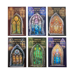 10 miếng dán mỗi gói Hoa cửa sổ tưởng tượng loạt hoa cửa sổ chủ đề dập nóng trang trí máy tính xách tay - Product Image 5