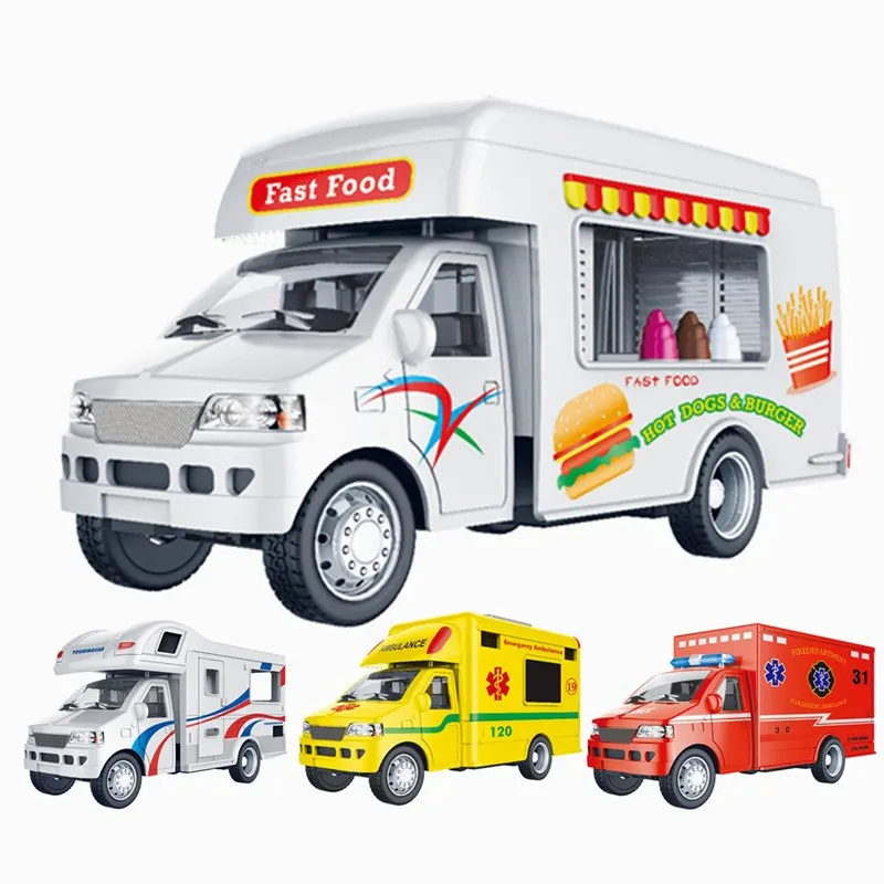 5 pouces retirer en métal moulé sous pression camion jouet jeu de rôle alliage coulée Simulation Ambulance d'urgence retirer véhicule jouets