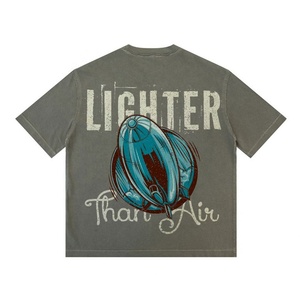 High Gsm Oversized Heavy Washed Raw Edge Camiseta 320g Garment Camiseta para hombre con cuello de costilla - Product Image 2