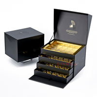 Boîtes cadeaux en papier pour chocolats à la truffe avec logo personnalisé de qualité alimentaire, avec séparateurs, boîte à bonbons noire de luxe