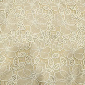 2024 Hot Selling Item Heavy Industry Water-soluble Lace French Luxury Wedding Lace Swiss Guipure Dress Lace Fabric