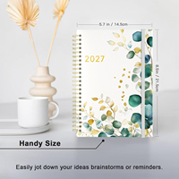 Carnet de planification A5 à spirale avec impression dorée, papier 100 g/m² de haute qualité, écriture facile, élastique, agenda horaire pour