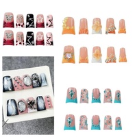 Ongles artificiels réutilisables à couverture complète, forme de canard, en acrylique avec colle pour doigts, design personnalisable, vente en gros