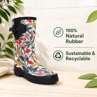 Bottes de pluie en caoutchouc pour femmes, douces et confortables, à motif floral, imperméables, légères, pour le jardinage en extérieur, fourniture d'usine