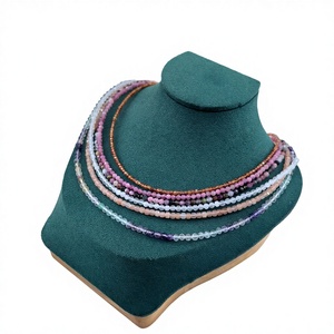<b>Silver</b> Crystal Necklace 3mm Faceted Beads <b>Choker</b> Clavicle Chain Trendy Unisex Jewelry - Product Image 3