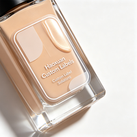 Etiquetas Personalizadas para Botellas de Base de Maquillaje Haoxuan, Adhesivos Transparentes de PET con Impresión UV Localizada con Tinta Blanca para Envases de Cosméticos
