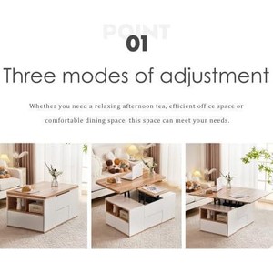 <b>Small</b> apartment Nordic style folding and height-adjustable coffee <b>table</b>, multi-functional floor <b>table</b>, simple living room - Product Image 2