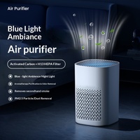 Purificateur d'air intelligent en plastique avec veilleuse, désodorisant et aromathérapie, purificateur d'air HEPA de bureau, élimination des odeurs, alimentation USB, moins de 36 dB