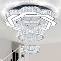 Lustre suspendu en cristal K9 transparent en forme de fleur créative à trois couches, haute luminosité, pour salon