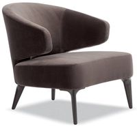 Fauteuil de détente en tissu gris, dossier incurvé fermé, pieds en métal, pour hall d'hôtel, salon d'hôtesse et salle VIP