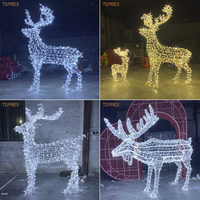 Motif lumineux LED pré-éclairé en forme de renne grandeur nature avec cadre étanche IP65 pour affichage de Noël en centre commercial, accessoire de décoration pour zone scénique