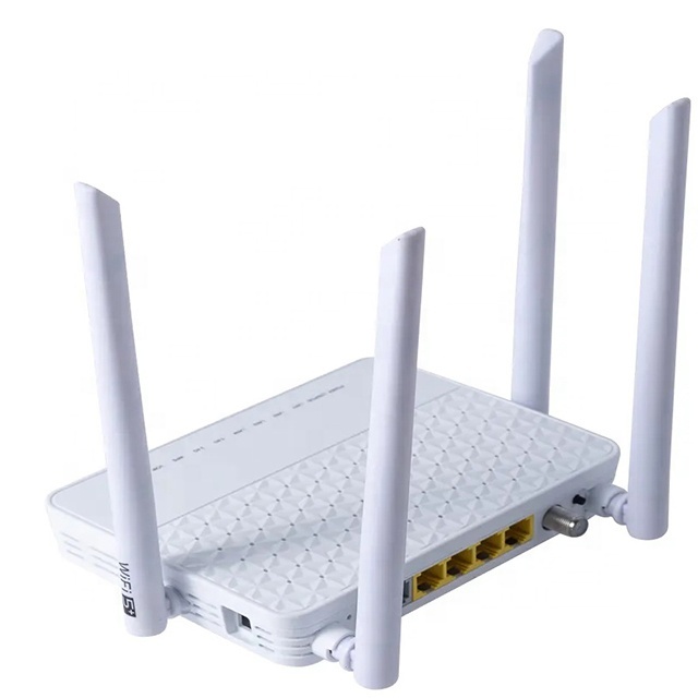 FTTH Hybrid WIFI6 ONU XPON GPON 4GE+4WIFI+1CATV+1VOIP+1USB ONT 2.4G 5G Dual Band 4x4 MIMO Enterprise Router 20KM Transmission