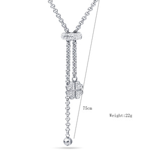 Collar con Colgante de Trébol de Moda Europea y Americana con Diamantes de Imitación, Cadena de Acero Inoxidable Ajustable para Uso Diario, Regalo - Product Image 5