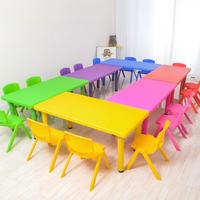Table et chaises d'école pour enfants en plastique, colorées, hauteur fixe, mobilier de maternelle et de jardin d'enfants