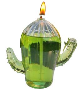 Lámpara de aceite de vidrio con forma de <span class=keywords><strong>cactus</strong></span> soplado a mano personalizada al por mayor con vela de aceite de vidrio con mecha de vidrio para decoración del hogar - Product Image 1