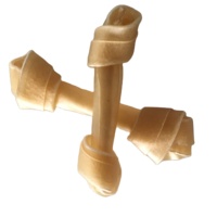 Os en cuir brut blanchis pour chiens, friandises pour animaux de compagnie, friandises pour chiens en cuir de vache, os noués en cuir de vache