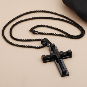 Collar para Hombre con Colgante de Cruz de Acero Inoxidable, Joyería Natural con Piedra de Nacimiento de Julio, para Comercio Electrónico Internacional, <span class=keywords><strong>KALEN</strong></span> KP55886-K - Product Image 6