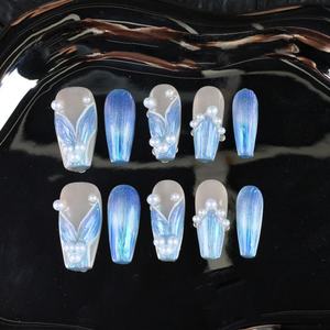 Uñas acrílicas de lujo hechas a mano al por mayor, uñas postizas acrílicas de cobertura completa, etiqueta privada, uñas postizas de alta calidad - Product Image 3