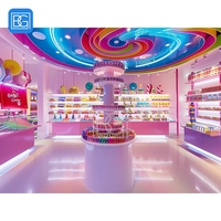 Aménagement intérieur commercial pour boutique industrielle, mobilier de vente au détail en verre, design de petite confiserie