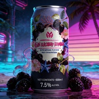 Boissons gazeuses personnalisées à la mûre fruitée, en canettes d'aluminium de 500 ml, avec logo imprimé, prêtes à boire, 7,5 % ABV, cocktail fort