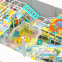 Aoleao Centre de divertissement familial intérieur à aire de jeux souple, thème couleurs bonbon, avec parcours de filets central, certifié TUV CE, haute capacité